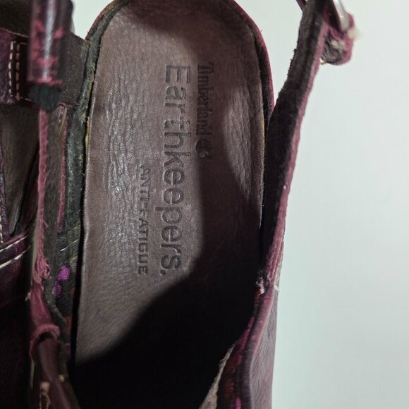 Timberland Earthkeepers Burgundy Red Leather Stacked Heel Mules Women’s Size 8 - Picture 8 of 11